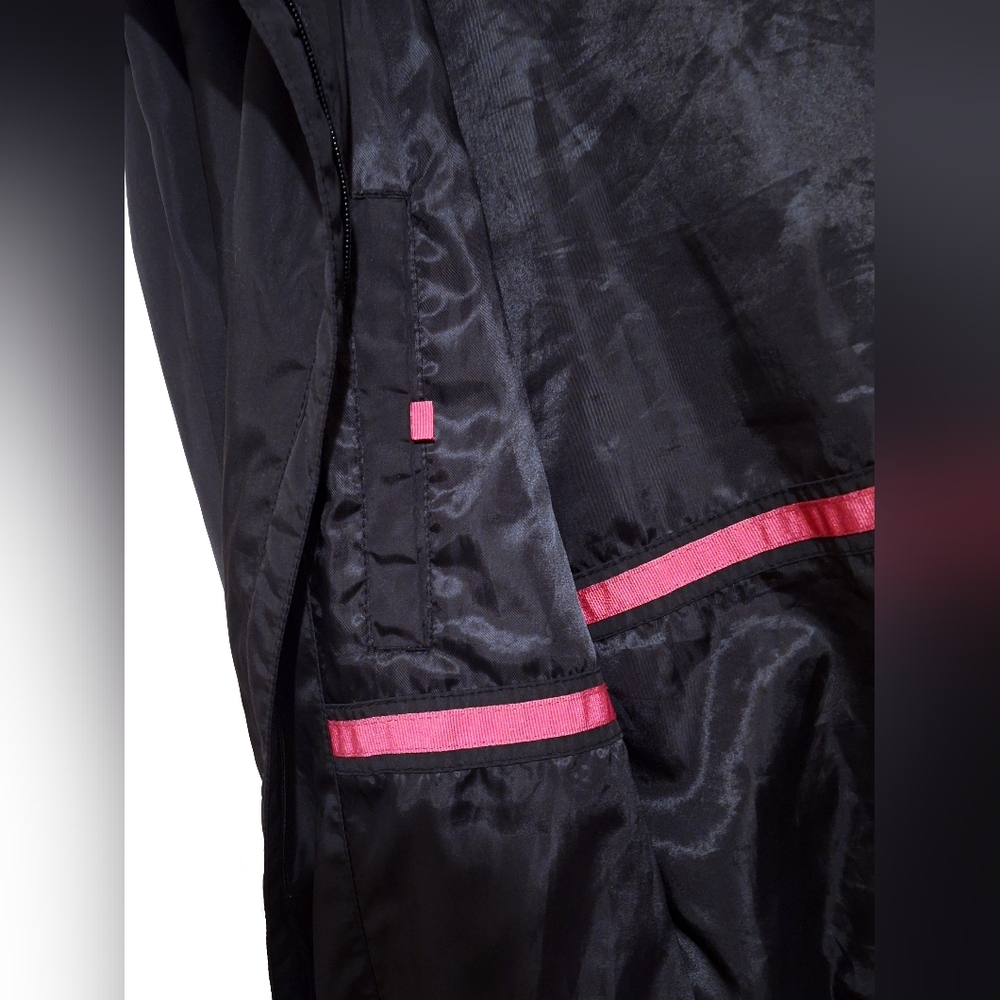 'Jones New York Sport' black & pink Windbreaker jacket, rain jacket, lined Sz. L - Picture 3 of 8
